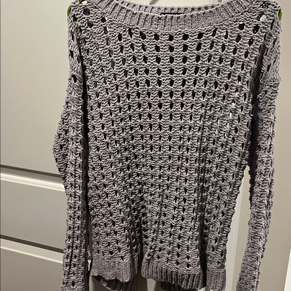 fab'rik Gray Open-Knit Sweater